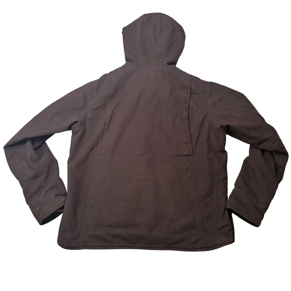 Ridgecut Hooded Work Jacket Womens M Brown Sherpa‎ Lined Canvas Full Zip Coat